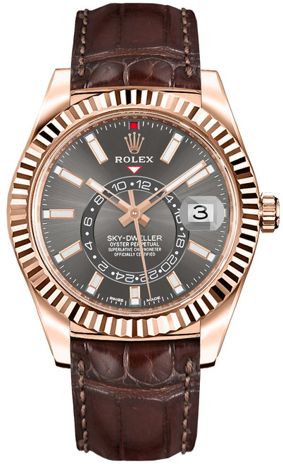 ROLEX Sky-Dweller Leather Strap Men'S Watch 326135-0008 Image 1