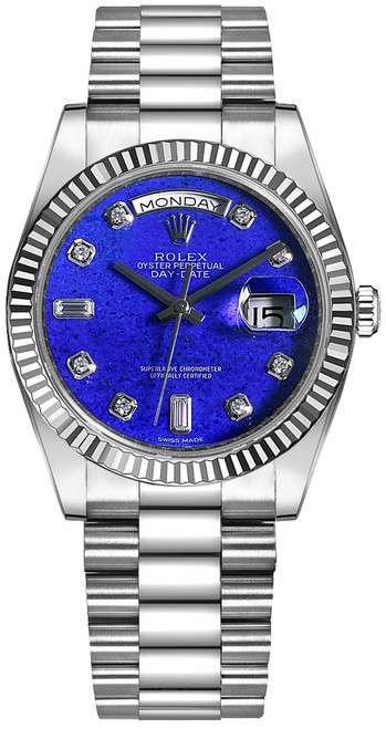 ROLEX Day-Date 36 Blue Diamond White Gold Watch 118239-0276 Image 1 ROLEX Day-Date 36 Blue Diamond White Gold Watch 118239-0276 Image 1
