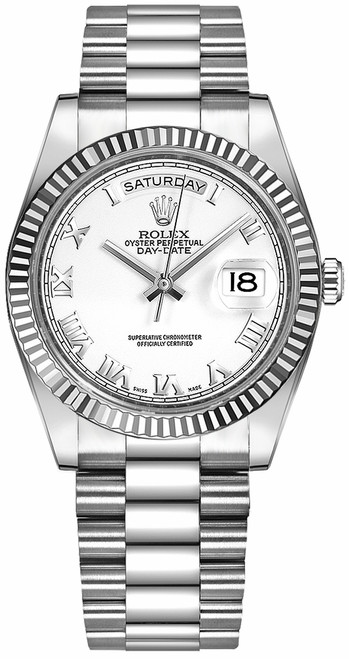 ROLEX Day-Date 36 White Roman Numeral Gold Watch 118239-0077 Image 1 ROLEX Day-Date 36 White Roman Numeral Gold Watch 118239-0077 Image 1