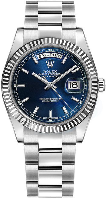ROLEX Day-Date 36 Blue Dial Oyster Bracelet Watch 118239-0303 Image 1