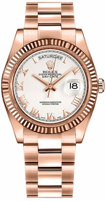 ROLEX Day-Date 36 White Roman Numeral Gold Watch 118235-0052 Image 1