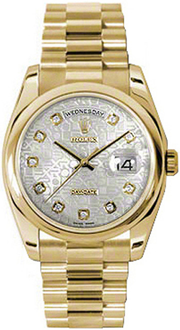 ROLEX Day-Date 36 Silver Jubilee Diamond Dial President Bracelet Watch 118208 Image 1