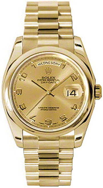 ROLEX Day-Date 36 Gold Automatic Watch 118208 Image 1 ROLEX Day-Date 36 Gold Automatic Watch 118208 Image 1