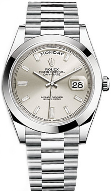 ROLEX Day-Date 40 Silver Dial Platinum Watch 228206-0012 Image 1