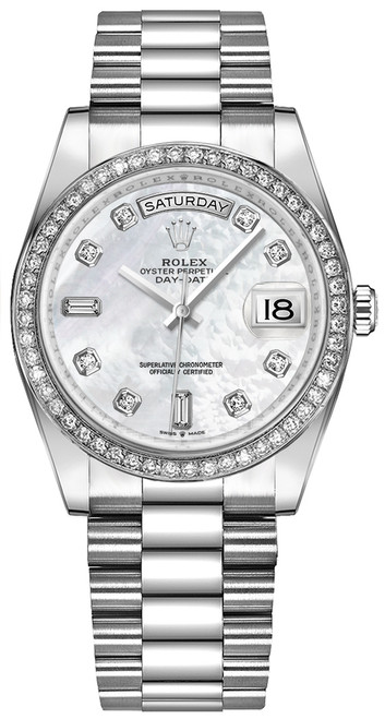 ROLEX Day-Date 36 18K White Gold Unisex Watch 128349Rbr-0004 Image 1
