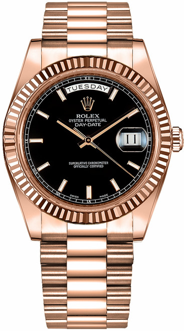 ROLEX Day-Date 41 Black Dial Rose Gold Watch 218235 Image 1