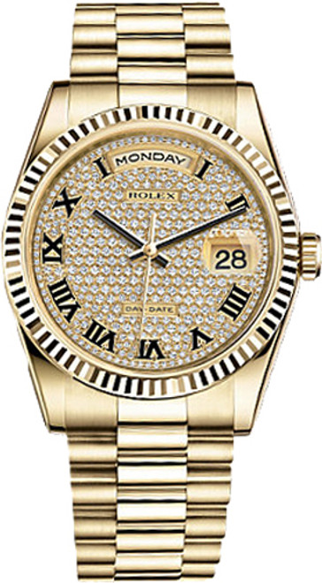ROLEX Day-Date 36 Diamond Pave Watch 118238-0129 Image 1 ROLEX Day-Date 36 Diamond Pave Watch 118238-0129 Image 1