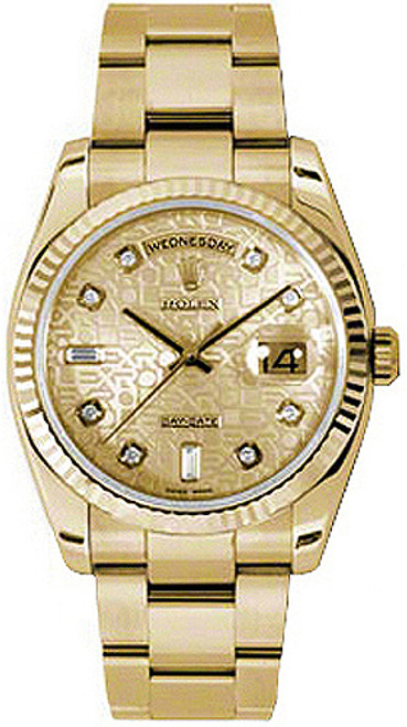 ROLEX Day-Date 36 Champagne Jubilee Diamond Oyster Bracelet Watch 118238-0200 Image 1