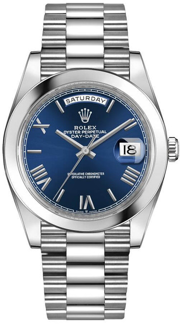ROLEX Day-Date 40 Men'S Platinum Blue Dial Watch 228206-0015 Image 1
