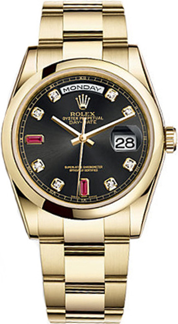 ROLEX Day-Date 36 Black Dial Watch 118208-0322 Image 1 ROLEX Day-Date 36 Black Dial Watch 118208-0322 Image 1