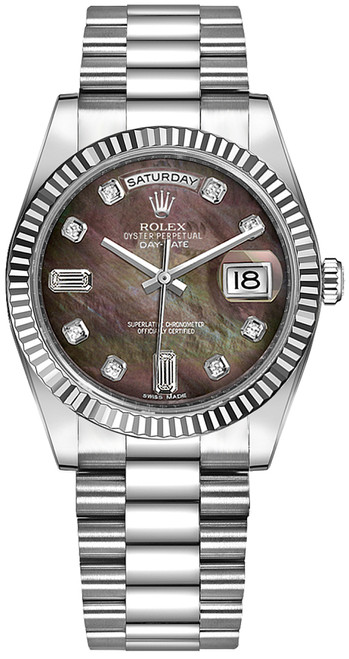 ROLEX Day-Date 36 White Gold President Bracelet Diamond Watch 118239-0076 Image 1
