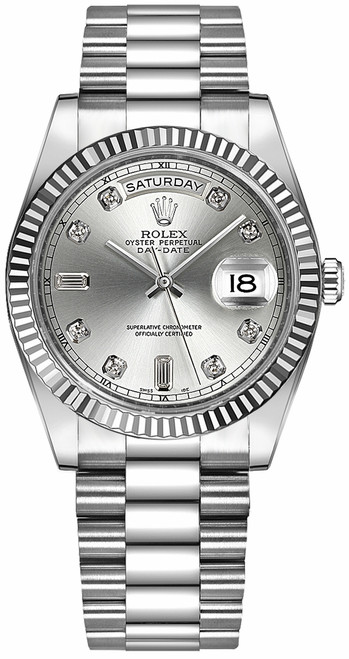 ROLEX Day-Date 36 Silver Diamond Dial White Gold Watch 118239-0086 Image 1