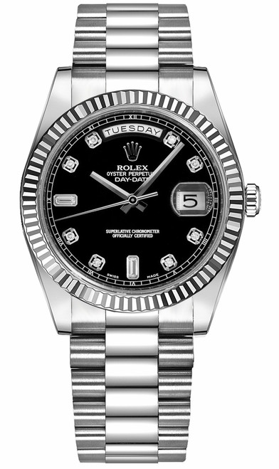 ROLEX Day-Date 36 Black Diamond Dial Gold Watch 118239-0089 Image 1
