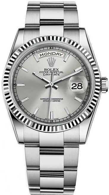 ROLEX Day-Date 36 Silver Dial White Gold Watch 118239-0124 Image 1
