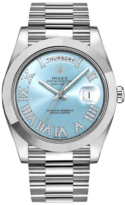 ROLEX Day-Date 41 Diamond Men'S Platinum Watch 218206-0052 Image 1