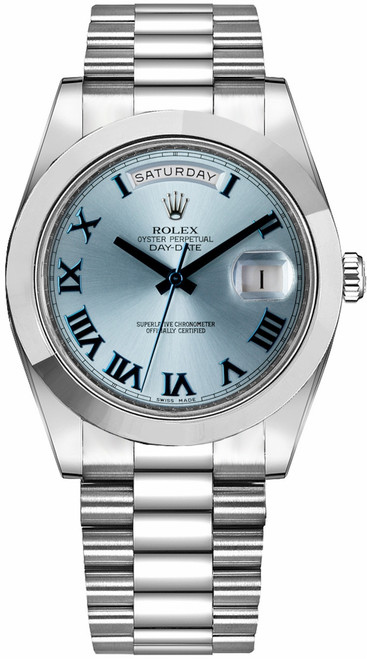 ROLEX Day-Date 41 Ice Blue Dial Platinum Men'S Watch 218206 Image 1