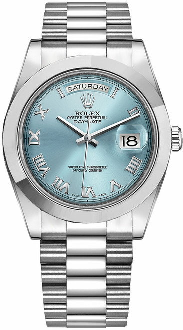 ROLEX Day-Date 41 Men'S Ice Blue Roman Numeral Dial Watch 218206 Image 1