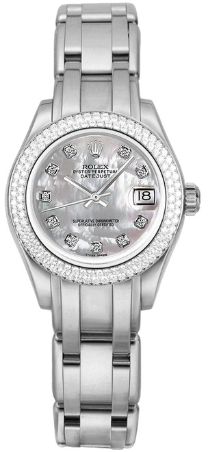 ROLEX Pearlmaster Mother Of Pearl Diamond Dial Women'S Watch 81339 Image 1