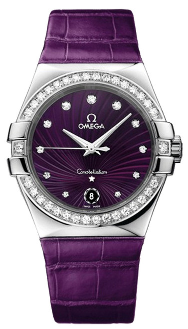 OMEGA Constellation Purple Dial Diamond Women'S Watch 123.18.35.60.60.001 Image 1