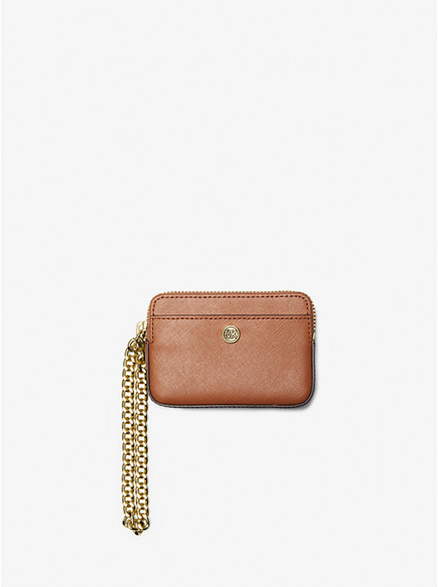 MICHAEL KORS  Medium Saffiano Leather Chain Card Case - LUGGAGE