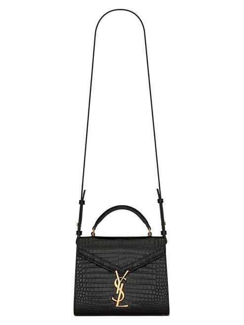 Lou mini bag in crocodile-embossed patent leather