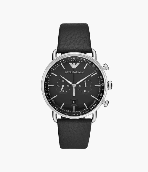 EMPORIO ARMANI Men'S Chronograph Black Leather Watch Ar11143 Image 1