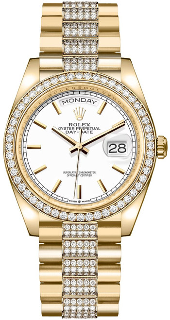 ROLEX Day-Date 36 White Index Dial Yellow Gold Unisex Watch 128348Rbr-0048 Image 1 ROLEX Day-Date 36 White Index Dial Yellow Gold Unisex Watch 128348Rbr-0048 Image 1
