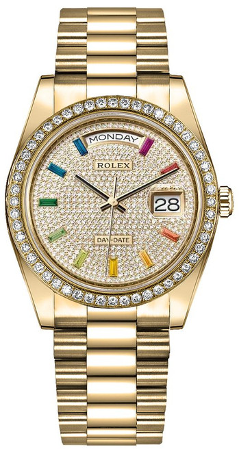 ROLEX Day-Date 36 Diamond Paved Sapphire Dial Unisex Watch 128348Rbr-0030 Image 1 ROLEX Day-Date 36 Diamond Paved Sapphire Dial Unisex Watch 128348Rbr-0030 Image 1