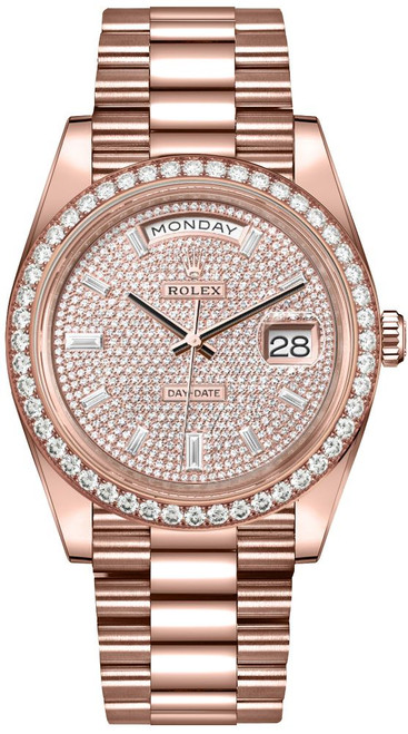 ROLEX Day-Date 40 Diamond Paved Dial Rose Gold Men'S Watch 228345Rbr-0002 Image 1 ROLEX Day-Date 40 Diamond Paved Dial Rose Gold Men'S Watch 228345Rbr-0002 Image 1