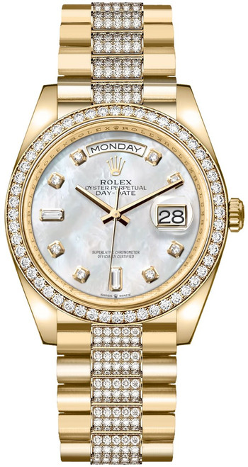 ROLEX Day-Date 36 White Mother Of Pearl Unisex Watch 128348Rbr-0019 Image 1 ROLEX Day-Date 36 White Mother Of Pearl Unisex Watch 128348Rbr-0019 Image 1
