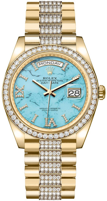 ROLEX Day-Date 36 Turquoise Diamond Dial Unisex Watch 128348Rbr-0038 Image 1