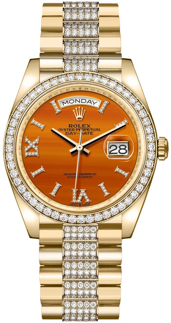 ROLEX Day-Date 36 Carnelian Dial Yellow Gold Unisex Watch 128348Rbr-0050 Image 1 ROLEX Day-Date 36 Carnelian Dial Yellow Gold Unisex Watch 128348Rbr-0050 Image 1
