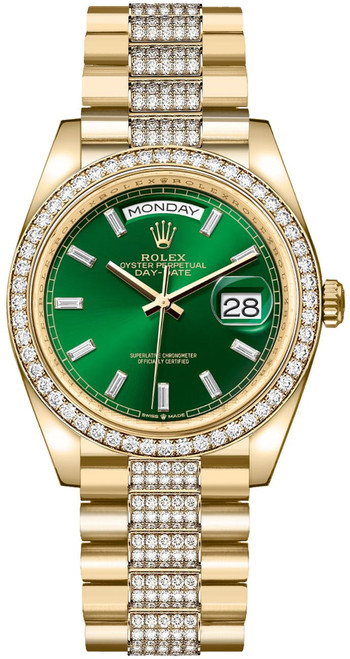 ROLEX Day-Date 36 Bright Green Diamond Dial Unisex Watch 128348Rbr-0079 Image 1