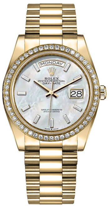 ROLEX Day-Date 36 White Mother Of Pearl Dial Unisex Watch 128348Rbr-0070 Image 1 ROLEX Day-Date 36 White Mother Of Pearl Dial Unisex Watch 128348Rbr-0070 Image 1