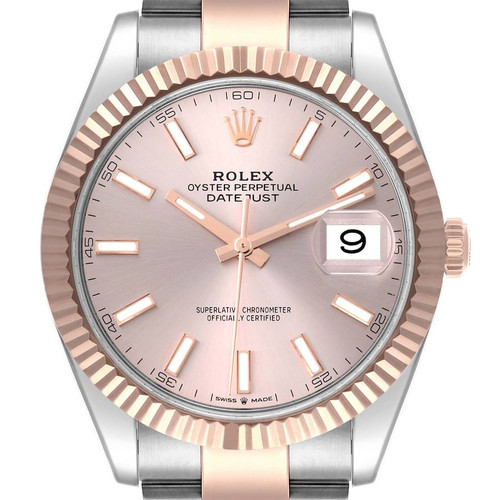 ROLEX Datejust 41 Steel Everose Gold Sundust Dial Mens Watch 126331 Image 1