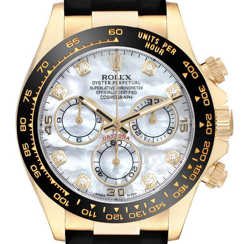 ROLEX Daytona Yellow Gold Mother Of Pearl Diamond Dial Mens Watch 116518 Image 1