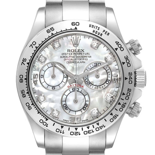 ROLEX Cosmograph Daytona White Gold Mop Diamond Dial Mens Watch 116509 Image 1