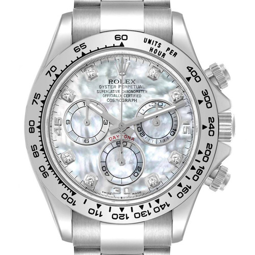 ROLEX Cosmograph Daytona White Gold Mother Of Pearl Diamond Dial Mens Watch 116509 Image 1