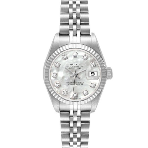 ROLEX Datejust 26 Steel White Gold Mother Of Pearl Diamond Dial Ladies Watch 79174 Image 1