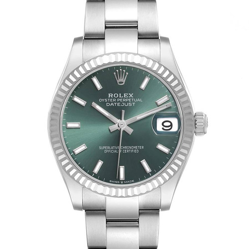 ROLEX Datejust Midsize 31 Steel White Gold Mint Green Dial Ladies Watch 278274 Image 1