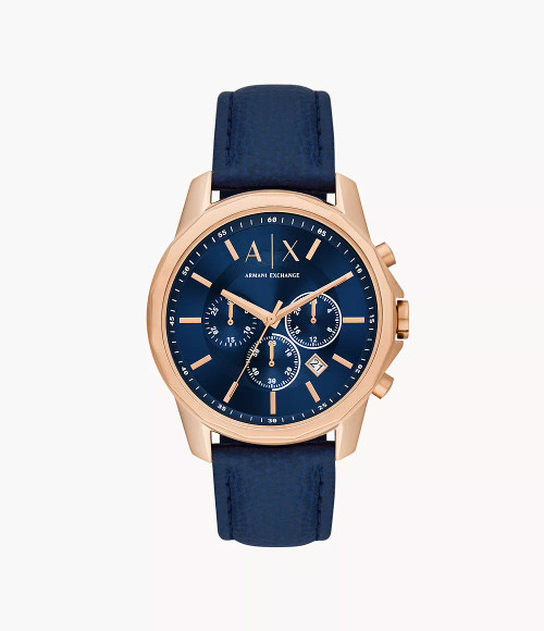ARMANI EXCHANGE Chronograph Blue Leather Watch Ax1723 Image 1