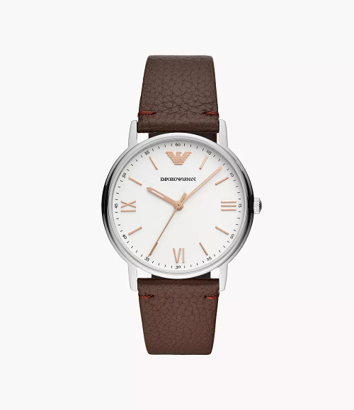 EMPORIO ARMANI Men'S Three-Hand Brown Leather Watch Ar11173 Image 1