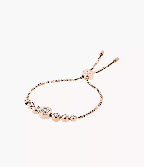 MICHAEL KORS Logo Rose Gold-Tone And Crystal Slider Bracelet Mkj5336791 Image 1