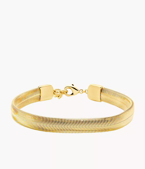 MICHAEL KORS 14K Gold-Plated Chevron Snake Chain Bracelet Mkj8487710 Image 1