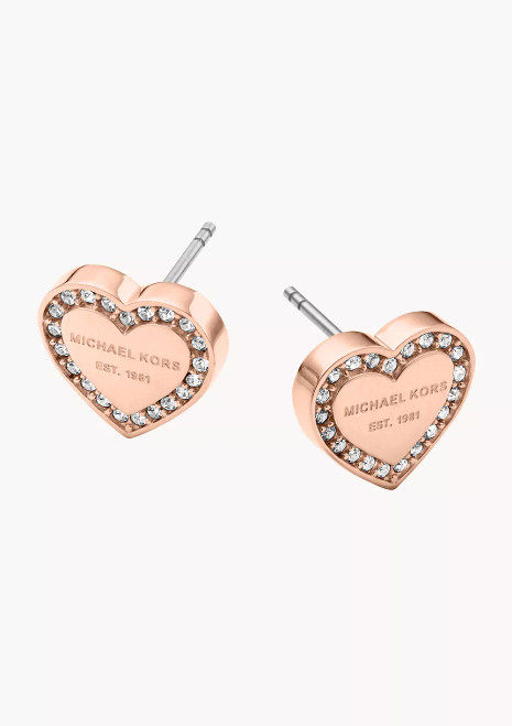 MICHAEL KORS Rose Gold-Tone Signature Heart Earrings Mkj3967791 Image 1