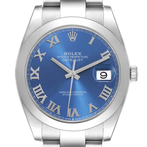 ROLEX Datejust 41 Blue Roman Dial Steel Mens Watch 126300 Image 1