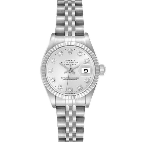 ROLEX Datejust Steel White Gold Silver Diamond Dial Ladies Watch 79174 Image 1