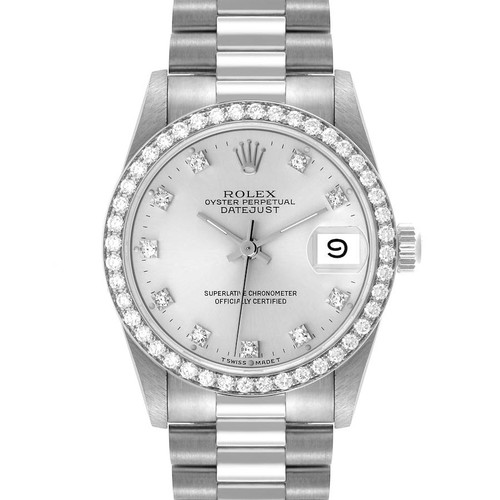 ROLEX President Datejust Midsize White Gold Diamond Ladies Watch 68289 Image 1