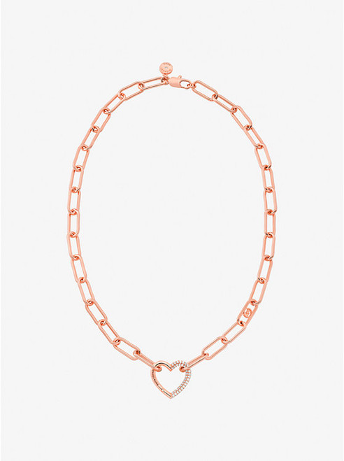 MICHAEL KORS Pavé Heart Curb-Link Necklace ROSE GOLD Image 1