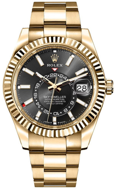 ROLEX Sky-Dweller Bright Black Dial 18K Yellow Gold Men'S Watch 336938-0002 Image 1